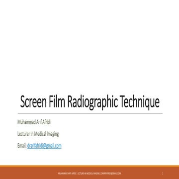 Screen Film Radiographic Technique