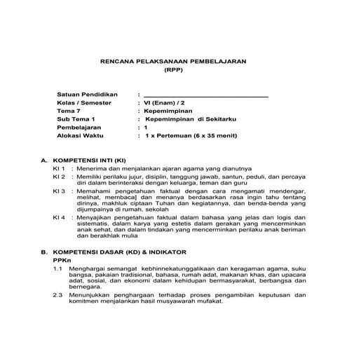 rpp kelas vi tema 7_kepemimpinan