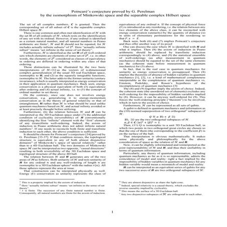 Poincaré’s conjecture proved by G. Perelman by the isomorphism of Minkowski s...