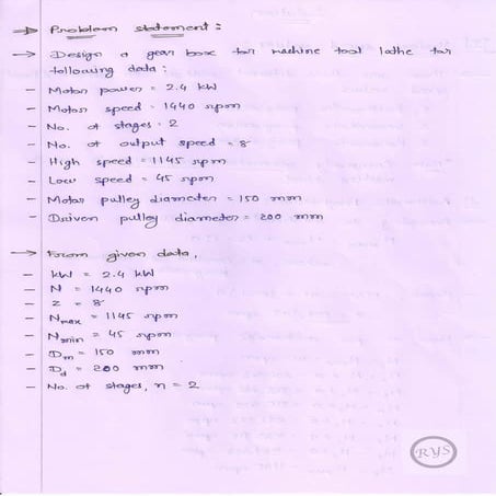 Gearbox Design Data with Drawings