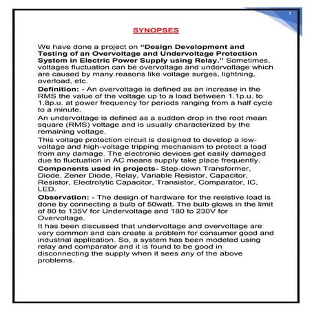 Design Development and Testing of an Overvoltage and Undervoltage Protection ...