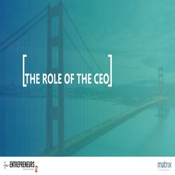Zero to 100 - Part 7: The Role of the CEO