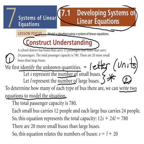 7.1 Developing Linear Systems notes | PPT