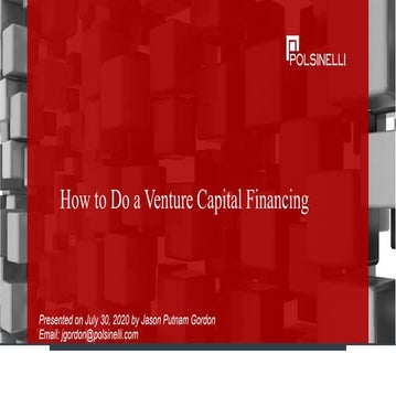 7.30.20   How to Do a Venture Capital Financing