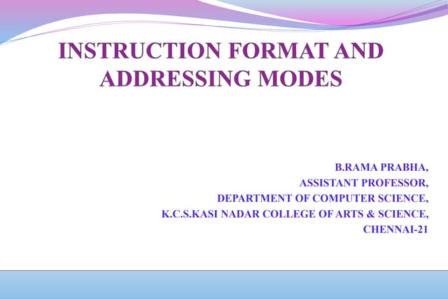 instruction format and addressing modes