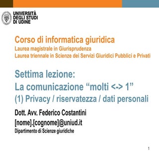 Lezione 07 2015-2016 Privacy-riserv...