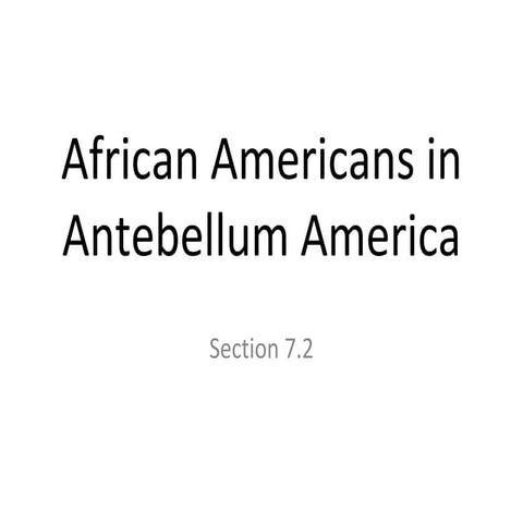 African Americans in Antebellum America 