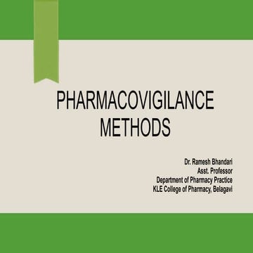 Pharmacovigilance methods