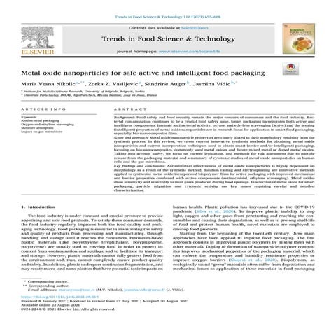 Applications of nanotechnology in food packaging and food safety | PDF