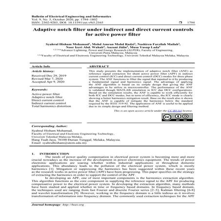 Adaptive notch filter under indirect and direct current controls for active p...