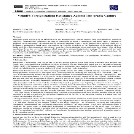 Venuti's Foreignization: Resistance Against The Arabic Culture.pdf