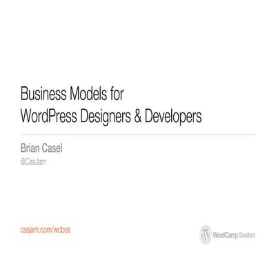 Business Models for WordPress Designers & Developers
