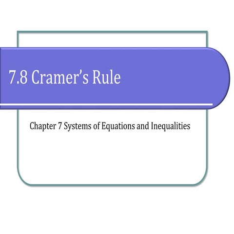 7.8 Cramer's Rule | PDF