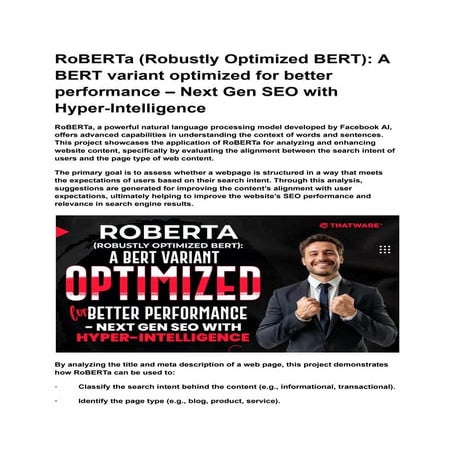Roberta: A Powerful BERT Variant by ThatWare AI | PDF