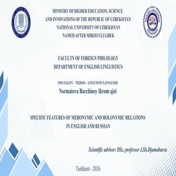 Comparative Analysis of Meronymic and Holonymic Relations in English ...