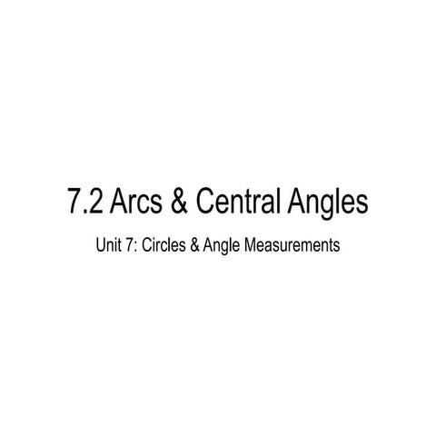 Understanding Arcs and Central Angles in Circle Geometry | PPT