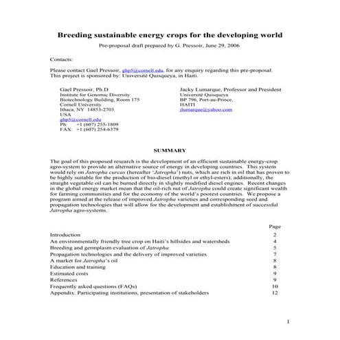 Breeding Sustainable Energy Crops For The Developing World