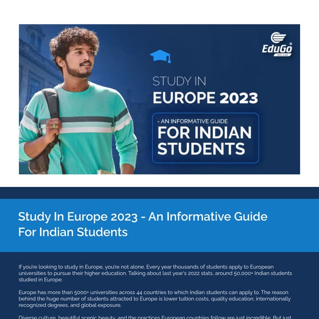 Study In Europe 2023 - An Informative Guide For Indian Students