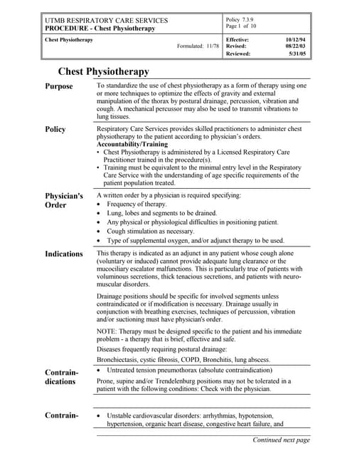 Chest physiotherapy | PPTX