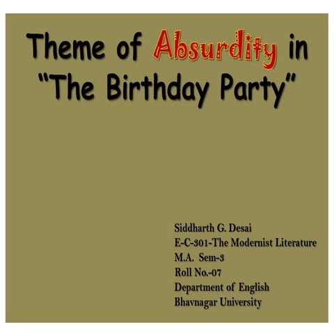 Theme of Absurdity in "The Birthday Party"