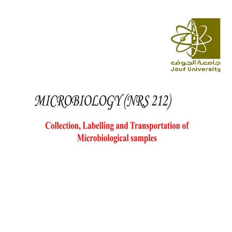 7 - 8 Collection, Labelling and Transportation of Microbiological Samples(1)....