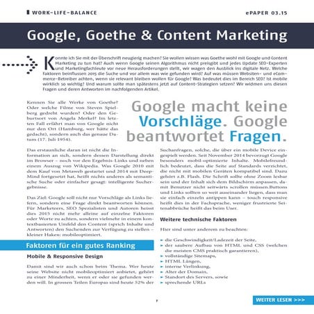 Google, Goethe & Content Marketing (SEO)