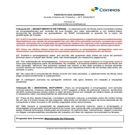Act 2016-2017 - Proposta dos Correios -  Questoes Economicas