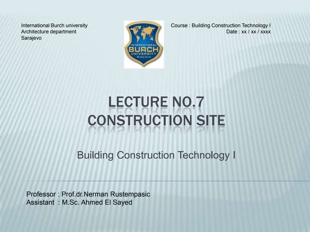 Building Construction 7. construction site | PPT