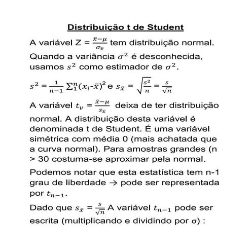 7   distribição t e comparação de medias