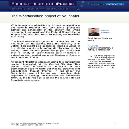 The e-participation project of Neuchâtel