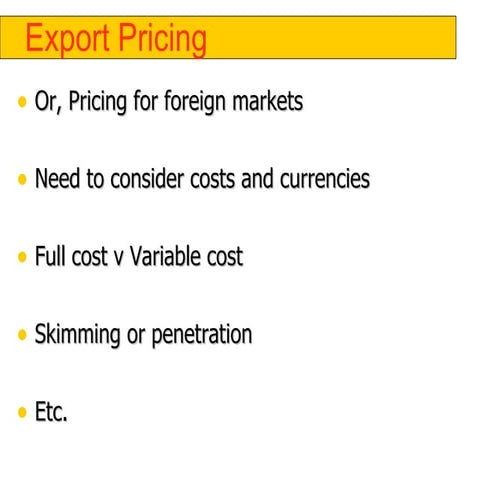 7. export pricing