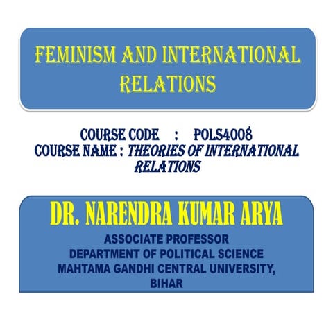 Feminism and international relations Dr Narendra | PDF