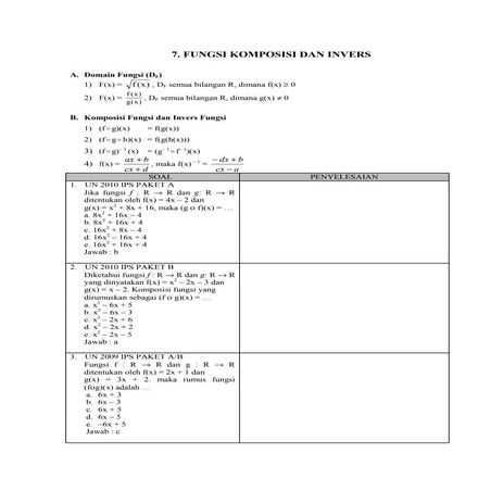7. fungsi komposisi dan invers