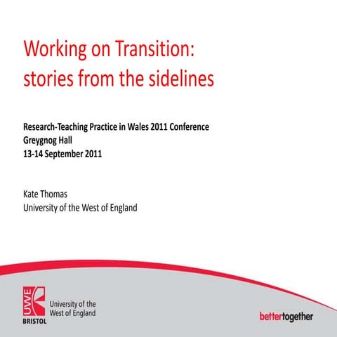 Working on Transition: stories from the sidelines