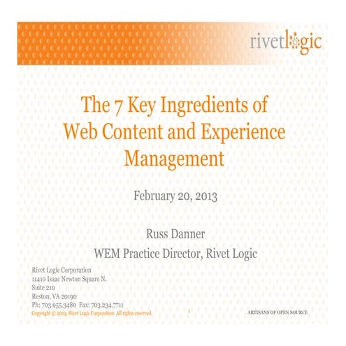 The 7 Key Ingredients of Web Content and Experience Management