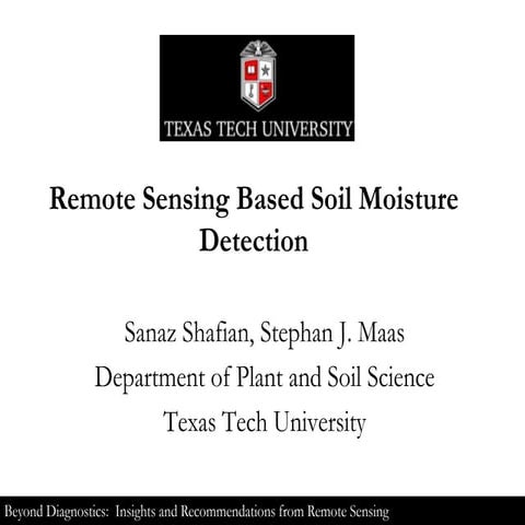 Remote Sensing Based Soil Moisture Detection