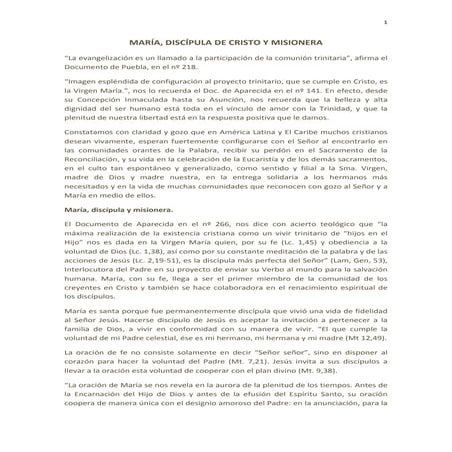 Comunicación: María discipula de cristo y misionera | PDF