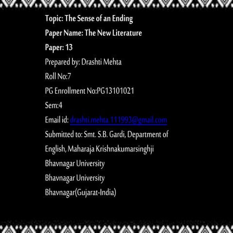 The Sense of an Ending