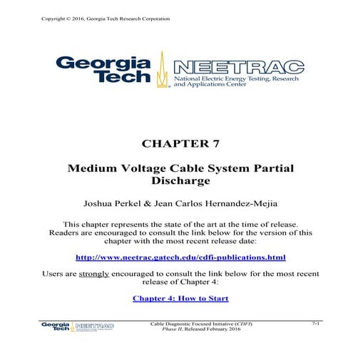 NEETRAC (Chapter 7: Medium Voltage Cable System Partial Discharge) )
