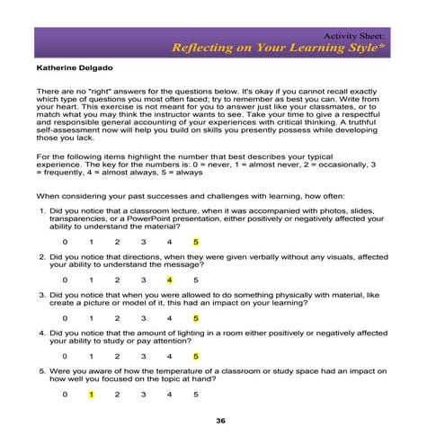 Reflecting On Learning Style