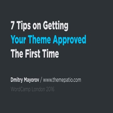 Wordpress theme submission requirement for Themeforest | PPTX