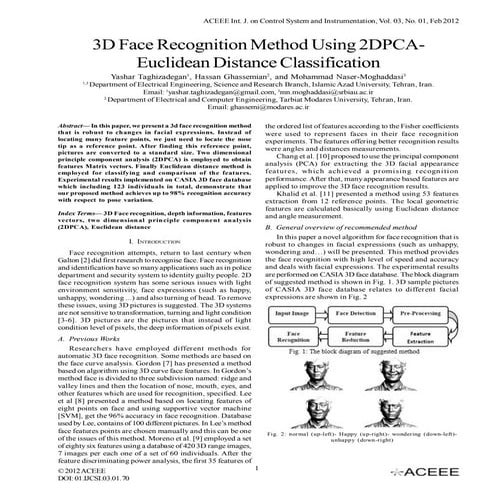 3D Face Recognition Method Using 2DPCAEuclidean Distance Classification