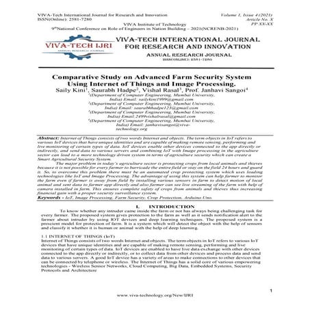 Comparative Study on Advanced Farm Security System Using Internet of Things a...