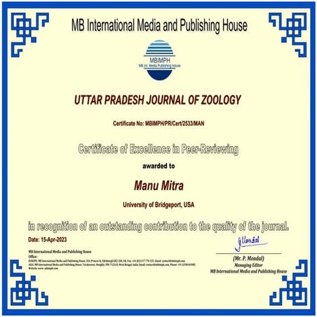 70. Uttar Pradesh Journal of Zoology [2023] | PDF