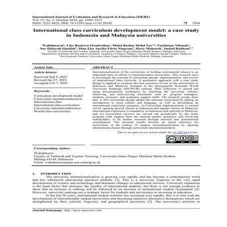 International class curriculum development model: a case study in ...