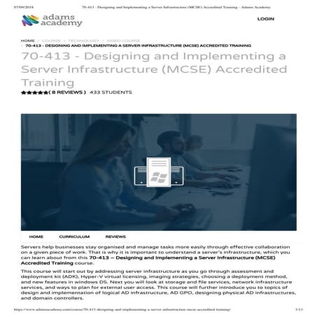 70-413 - Designing and Implementing a Server Infrastructure (MCSE) Accredited...