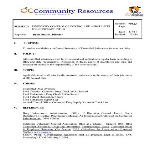 700.23 inventory control of controlled substances for contract cities