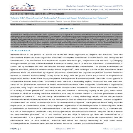 Role of Bioremediation in Environment