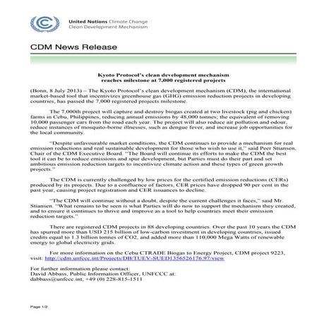 7000th CDM project registered by CDM Executive Board