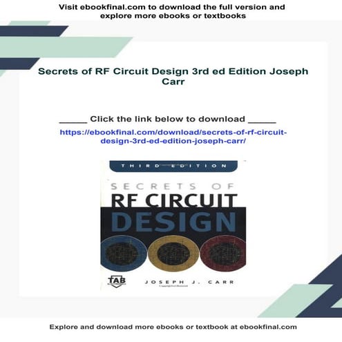 Secrets of RF Circuit Design 3rd ed Edition Joseph Carr